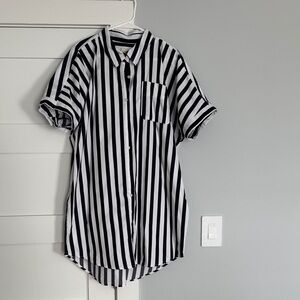 a new day Navy and White Striped Casual Shirt